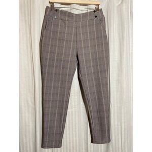 Preppy Houndstooth Plaid High Rise Ankle Pants Polished & Poised Womens 2XL